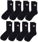 Champion Men's Cushioned Foot Arch Support Crew Socks 8 Pairs Black - Size 11-14