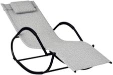 Outsunny Rocking Sun Lounger, Garden Rocking Chair Zero Gravity Lounge Chair, Outdoor Patio Recliner with Padded Pillow and Steel Frame, Grey