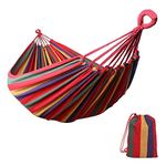 Single/Double Outdoor Garden Camping Hammock,1/2 Person Hammock Canvas Soft Swing Sleeping Portable with Carrying Bag for Patio Yard Garden Backyard Porch Travel Red