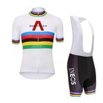 SGCIKER 2022 Pro Team Ineos Rainbow Champion cycling Jersey Set for Men,Short Sleeve MTB Bike Clothing Bib Short Kits With GEL paddad (S)