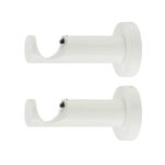 Ivilon Ceiling or Wall Mount Curtain Rod Brackets Holders for Curtain Rods of 7/8 and 1 Inch Diameter. Set of 2. Color Ivory