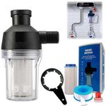 Spin Down Sediment Filter, Reusable Sediment Water Filter, with 250 Mesh Screen, Leak-Proof Gasket and wrench, For water heaters, washing machines, water purifiers with 1/2" threaded connectors.