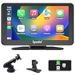 Spedal 7 Inch Wireless Apple Carplay & Android Auto with 2K Rear Camera, CL797 Portable Car Stereo with Car Play IPS Touchscreen, AirPlay, Car Bluetooth Audio Output, AUX/FM Transmitter