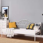 Panana 2 Styles Metal Bed Frame Day Bed 3ft Single Sofa Guest Bed Black/White New (Style2 Daybed, White)