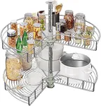 YITAHOME 31-Inch Kidney Shaped Chrome Pie Cut 2-Shelf Lazy Susan Corner Organizer for Kitchen Cabinet Blind Corner Storage with Telescoping Mount, Silver