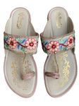 TREXXY Kolhapuri Embroidered Chappal for Women | Flat Fashion Sandals | Ethnic Slippers for Girls | Ethnic Flat Sandals | Toe-Ring Festive Slippers | Slip On Ethnic Flats Chappal |Ethnic Flat Slipper