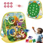 Dinosaur Bean Bag Toss Game for Kids 1-3-5, Cool 2-in-1 Toddlers Outdoor Toys with Colorful Fruit Bean Bags & Sticky Balls for Tossing, Gifts Ideas for 2 3 4 5 Year Old Boys Birthday or Christmas