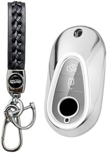 MEDZUK 【5 colori】 Compatibile con Mercedes Benz GLC X254 2022-2023 2024 custodia per chiave auto con accessori portachiavi, argento, S