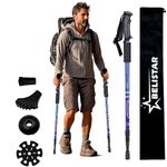 BELISTAR Hiking Trekking Poles, Collapsible,Lightweight, Anti Shock, Hiking or Walking Sticks,Adjustable Hiking Pole for Men & Women, All Accessories - Carry Bag (Blue Trekking Poles 1 Pack)