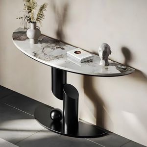 WOOOFA Modern Gold Console Table, Entryway Table with Smart Sensor Lights, Luxurious Marble Console Table, Sturdy and Easy to Clean, Sofa Table for Living Room, Hallway, Foyer, Bedroom