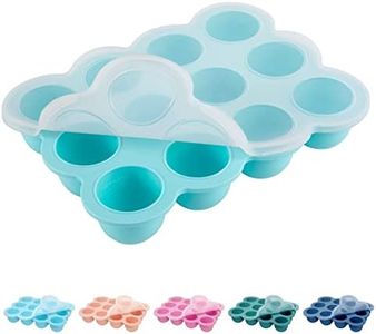 Baby Food Storage Container 9 Cups Silicone Baby Food Freezer Food Grade Silicone Perfect Food Container for Homemade ice cube tray with lid Baby Food Fruit Puree and Vegetables (Light Blue, 1OZ-30ML)