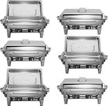 CREWORKS Chafing Dishes Food Warmers with Pans Chafing Fuel Chafing Dish Set 9L Rectangular Stainless Steel Buffet Warmer 6 Packs for Buffets Caterings Parties Buffet Server Warming Tray (6Packs)