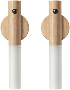 WCIC Motion Sensor Night Lights Magnet Body Sensor Hallway Night Lights Rechargeable Led Light Portable Stairway Night Lights Wooden Wall Sconce Battery Powered Cabinet Lights (White Ash 2PCS)