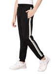 Alan Jones Clothing Boys Taped Joggers Trackpants (Black_7-8 Years)