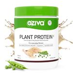 OZiva Organic Plant Protein for Everyday Fitness | 30g Protein - Pea Isolate | Complete Plant Protein Powder for Men & Women | No Added Sugar, Certified Clean & Vegan (Unflavoured, 500g)