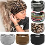 IVARYSS Wide Headbands for Women, Boho Knotted Head Wraps Turbans, Large African Style Head Bands Hair Accessories, 6 Pack