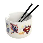 DC Comics Superman Ramen Bowl and Chopsticks Set Man of Steel Graffitti Soup Noodles Bowl 20 Oz