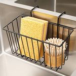 Kitchen Sponge Holder for Sink Kitchen Sink Basket Sink Caddy Brush Dishwashing Liquid Drainer Rack Black, Medium (7.5"x 5.1"x 5.1")