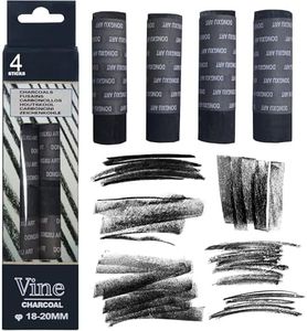 Dlicoda Vine Charcoal Sticks, 18-20 MM Jumbo Vine Charcoal Pencils for Artists, Beginners, 4 Pcs Natural Charcoal Stick for Sketching, Drawing, and Shading
