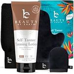 Self Tanner with Tanning Mitt Set - USA Made with Organic & Natural Ingredients Self Tanning Lotion & Self Tanner Mitt, Gradual Tanning Lotion, Sunless Tanning Lotion & Self Tanning Mitt for Fake Tan