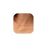 PROSTEEL Heart Initial Necklace for Women - Double Layered Gold Plated Bead Choker Name Necklace with Heart Letter J Pendant Gift for Her Women Teenage Girl Jewellery