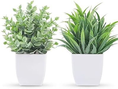 Der Rose 2 Pack Small Fake Plants Mini Artificial Potted Plants for Table Desk Home Bathroom Office Decor