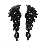 Art Deco 1920's Great Gatsby Angel Wings Eagle Wings Gothic Earrings Rhinestone Retro Statement Earrings Dangling Earrings Chandelier Long Drop Earrings for Women, Crystal, aaa rhinestones