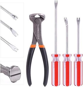 Mardatt 4Pcs End Cutting Pliers and Tack Puller Nail Remover Tools Set with Straight U Tip, Straight V Tip and Angled V Tip Tack Lifter to Remove Nails Wire for Upholstery Car Construction