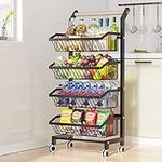 COVAODQ Snack Cart with Wheels 4-Ti