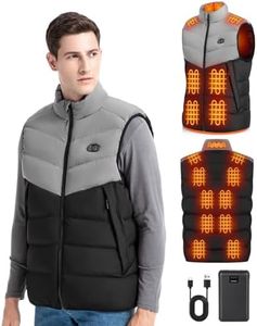 BEKOMIYA Heated Gilet for Men with 16000mAh 7.4V Power Bank, Lightweight Heated Jacket, USB Electric Jacket with 3 Temperature Levels, Winter Thermal Vest for Outdoor, Camping