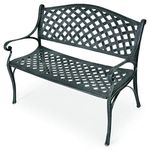 Tangkula Outdoor Garden Bench Park Bench, All-Weather Cast Aluminum Patio Bench Chair Porch Loveseat, Outdoor Furniture for Patio Garden Lawn Park Deck Path