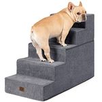 EHEYCIGA Dog Stairs for Small Dogs 22.5" H, 5-Step Pet Stairs for High Beds with Non-Slip Bottom, Folding Blanced Dog Steps for Pets, Gray