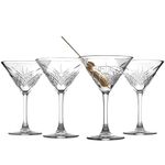 Pasabahce Premium Stemmed Martini Glasses Set of 4, Crystal Design Cocktail Cups 7.8 Oz, Vintage Coupe Glasses,Elegant Cocktail Glasses, Perfect for Parties, Gifts, Housewarming, Weddings, Aniversary