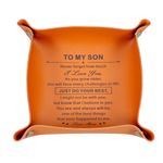 Son Gifts from Mom Son Birthday Gifts Halloween Basket Stuffer Christmas Stocking Stuffer for Teen Boys White Elephant Gifts Senior Gifts Wedding Gifts Valentines Gift for Him Fathers Day Leather Tray