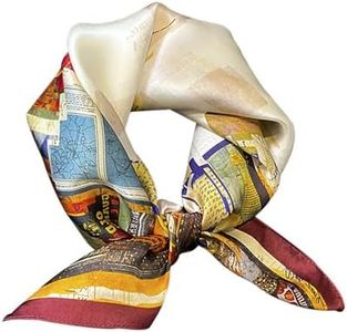Aufeel 100% Real Mulberry Silk Women Small Square Neck Scarfs 21" Lightweight Headscarf Printed Neckerchief Gift Packed, Ivory Red, Small