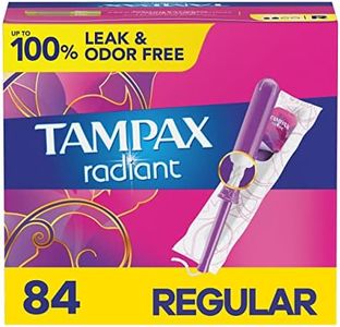 Tampax Radiant Tampons, Regular Absorbency, With Leakguard Braid, Unscented, 84 Count