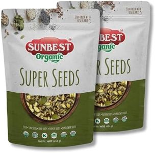 Sunbest Natural Organic Super Seeds 32 oz (2 lb) Salad Toppings - USDA Organic Raw Pumpkin, Chia, Hemp, Sunflower, Flax Seeds Blend - Vegan, Gluten Free, Kosher Plant-based Diet - 2-Pack 16 oz