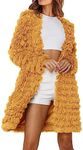 PRETTYGARDEN Women's 2024 Winter Faux Fur Jackets Fall Fashion Open Front Long Shaggy Coat Outerwear (Yellow,Medium)