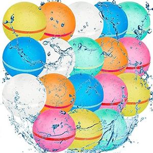 18 PCS Reusable Water Balloons Balls, Soft Silicone Quick Fill Balloons Splash Fun,Outdoor Backyard Summer Party Easy Quick Fun Water Fight Game for Swimming Pool, Summer Party Gift Pool