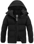 Wantdo Men's Thicken Padded Puffer Jacket Coat with Removable Hood Black XL