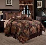 Chezmoi Collection Amelia 9-Piece Floral Jacquard Patchwork Comforter Set, King, Multicolor