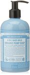 Dr Bronner’s 4-in-1 Organic Unscented Baby Sugar Soap, Made with Organic Oils, Sugar & Shikakai Powder. For Hands, Body, Face & Hair, Fair Trade Certified & Vegan Friendly, 335 ml Recycled Pump Bottle