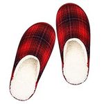 riemot Women's Men's Slippers, Memory Foam Fluffy Comfort Slippers, Winter Warm Indoor Outdoor Shoes, Fur Collar Fleece Lined House Slippers, Ultralight Soft Bedroom Slippers, Black Red EU 38-39