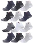 SJeware Polycotton 12 Pairs Stripped Ultra Soft Ankle Socks For Men & Women, Multicolor, Pack Of 12, Free Size,105, Ankle Length