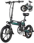 Gotrax EBE1 16" Folding Electric Bike, Max Range 40KM(Pedal-assist1), 25km/h by Peak 500W, Rear Suspension & Dual Fenders, Commute Electric Bicycle with Adjustable Handlebar & Seat for Adult/Teens