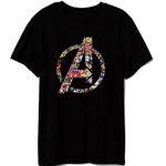 PdlPrint Unisex Regular Fit Avengers Marvel Logo Multicolor Comics Graphic Printed T-Shirt, Avengers Logo, Marvel, Captain America, Hulk, Spiderman, Iron Man, Thor (Black - M) (Size 40)