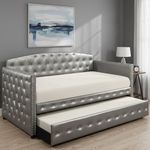 HOME DESIGN Ocean Upholstered Daybed with Trundle(Silver)