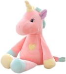 Georgie Porgy Children Plush Unicorn, Velvet Cuddly Toy Animal Teddy Soft Toy (Mkunicorn05-watermelon red-1)