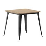 Flash Furniture Declan Commercial Outdoor Dining Table, All Weather Poly Resin Top with Steel Base, 31.5" Square, Brown/Black