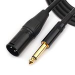 NANYI 6.35mm (1/4 Inch) TS Male to XLR Male Interconnect Audio Microphone Cable, Black/Alloy, Suitable for Microphones, Active Speakers, Stage, DJ, Studio Audio Console, 3M / 10FT